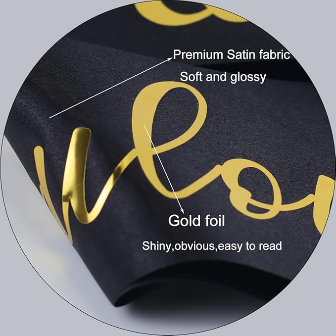 70th Birthday Sash for Women and Men 70&Fabulous Sash Black with Gold Foil Lettering