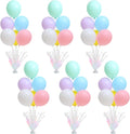 6 Set Pastel Birthday Decorations Rainbow Party Table Balloons Centerpiece Stand Kit for Girls Baby Shower Birthday Party Wedding Graduation Prom Unicorn Theme Table Decorations