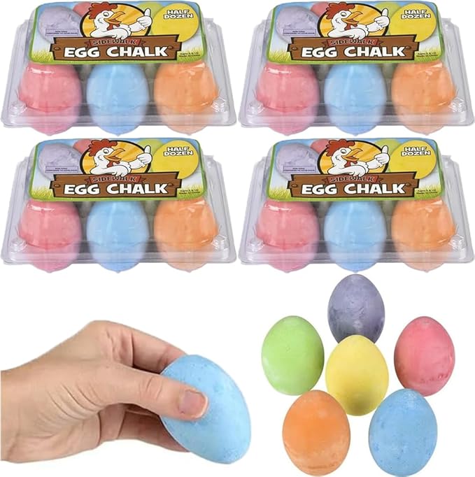 24-Pack Easter Egg Chalk, Sidewalk Chalk for Kids, Easter Basket Stuffers Gifts Fillers, Perfect For Easter Egg Hunt, Party Favors, 2.5" Inch