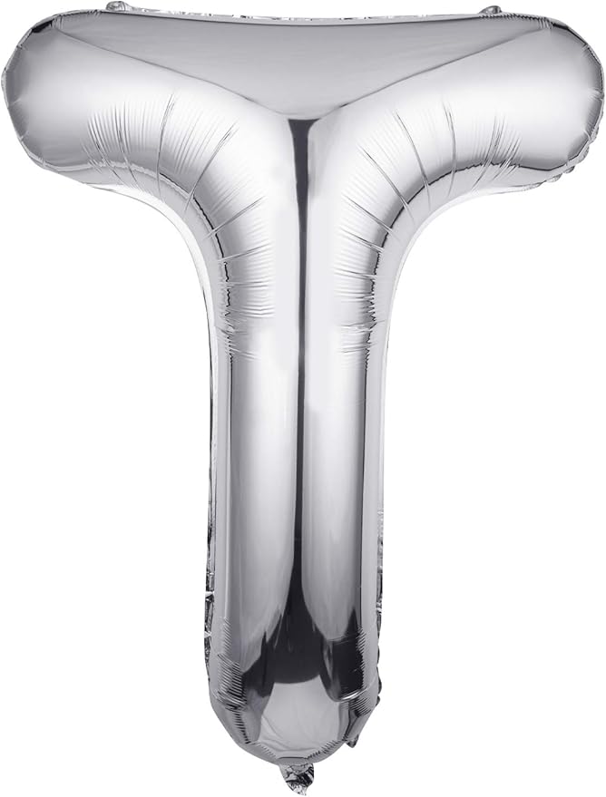 Letter Balloons 40 Inch, Single Silver Letter T Balloons Aluminum Hanging Foil Film Balloon for Baby Shower, Wedding Anniversary, Graduation, Birthday Party Decoration