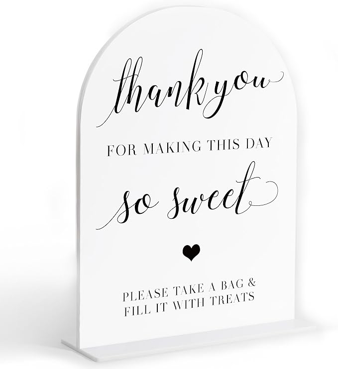 Dessert Table Sign, Candy Bar Supplies, White Arch Acrylic Wedding Sign, Wedding Signs for Ceremony and Reception, Bridal Shower Decor, Engagement Party Decor, Centerpiece Table Decorations Party-10