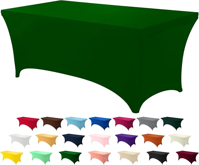 Utopia Kitchen Spandex Tablecloth 1 Pack[6FT, Emerald Green] Tight, Fitted, Washable and Wrinkle Resistant Stretch Rectangular Patio Table Cover for Event, Wedding, Banquet & Parties[72Lx30Wx30H Inch]