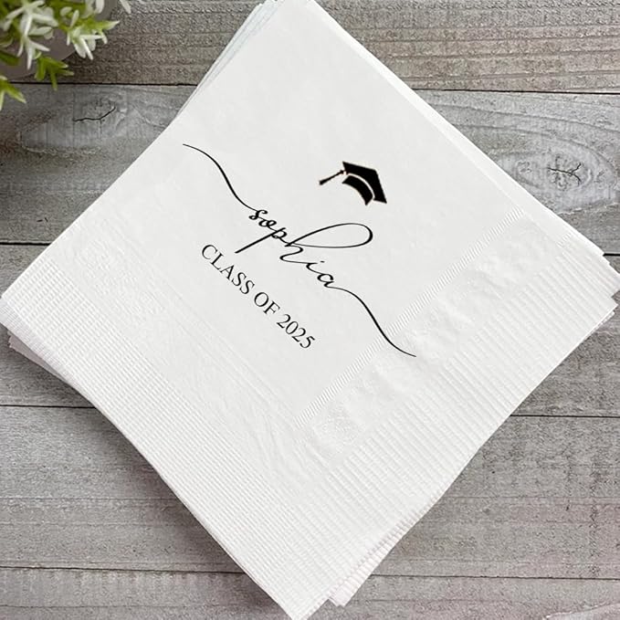 Personalized Graduation Party Disposable Napkins, Custom Grad Party Decor, Class Of 2025, Congratulations Grad, Gifts For Graduations Parties Style 4