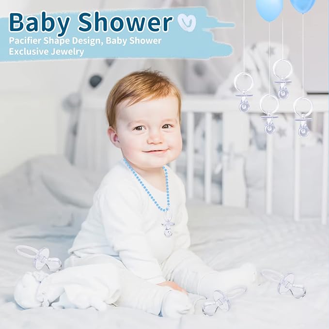Pacifiers for Baby Shower Game, 36PCS Plastic Pacifiers for Baby Shower Decoration DIY, Large Size Baby Shower Pacifiers, Gender Reveal Party Table Scatter/Hunt Baby Shower Game Props(Clear, 2.75 in)
