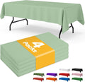 Sage Green Plastic Table Cloth - 4 Pack 54" × 108" Rectangle Disposable Tablecloths for 6FT Tables, Table Cover for Party, Holiday & Gathering Use