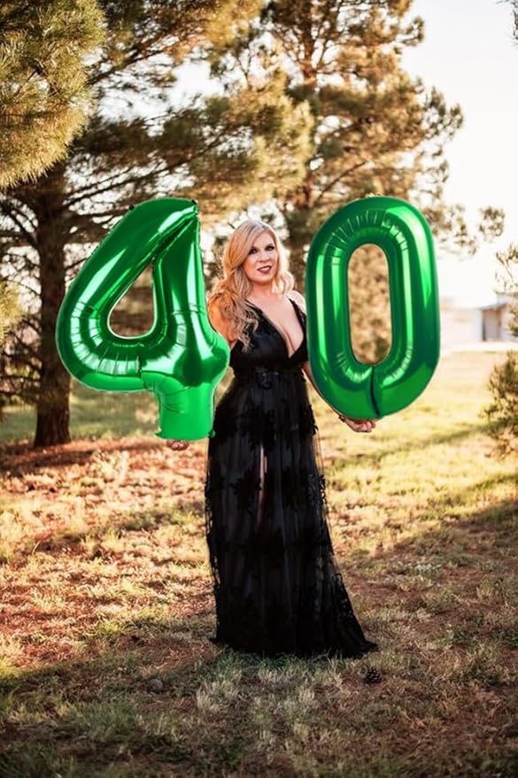 Number 4 Balloons, 40 Inch Foil 4 Balloons for Birthday Party Decoration, Dark Green Number 4 Ballon for 4, 14, 24, 54 Celebration, Birthday, Christmas, Anniversary Decor