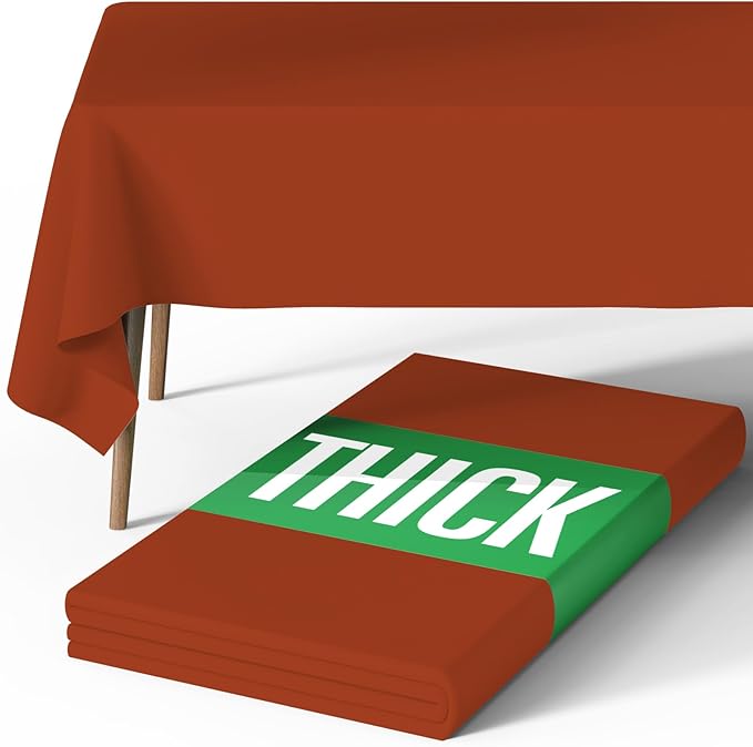 Pureegg Rectangle Table Cloth 60" x 84" – Durable Polyester Tablecloth Offers Reusable & Washable Protection, Ideal for Outdoor Party, Picnic, Wedding, Banquet and Birthday, Rust