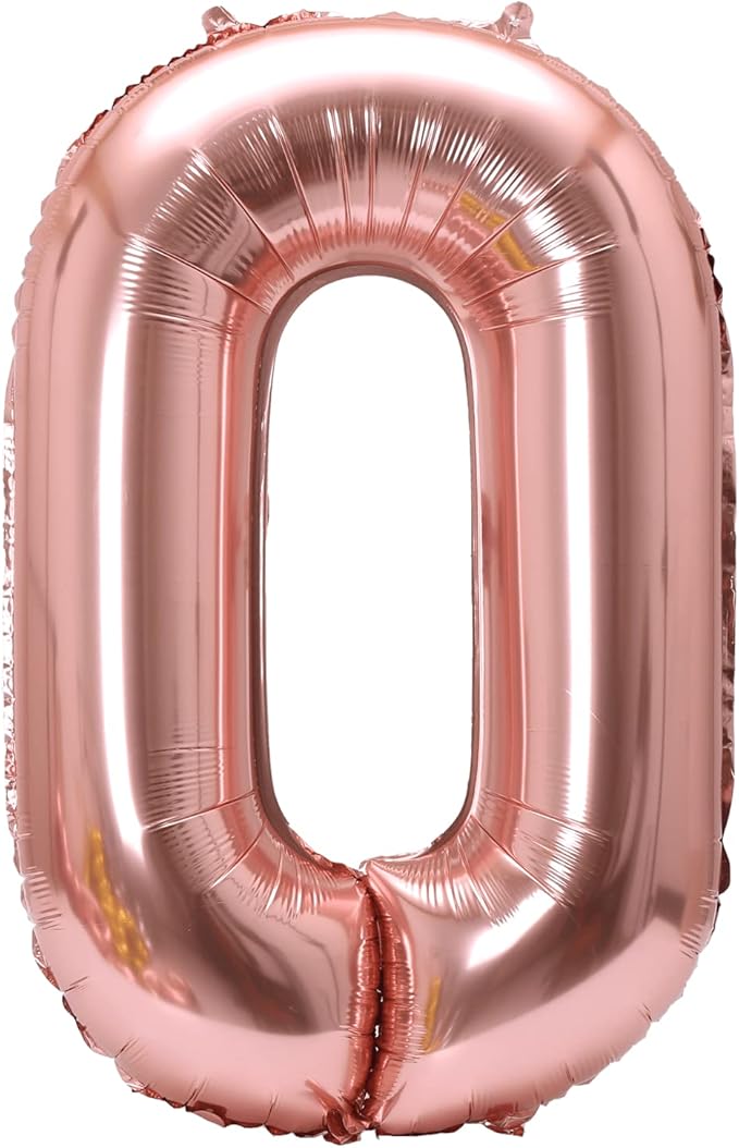 40 Inch Large Foil Helium Number Balloon Birthday Wedding Party 0-9 (Rose Gold, 0)