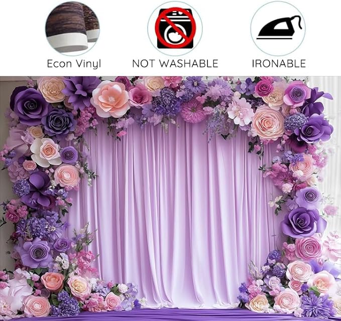 10X6.5ft Purple Flower Wall Background Photography Lavender Backdrop for Parties Wedding, Girls Birthday Princess Weeding Bridal Shower Purple Floral Anniversary Ceremony Decor.