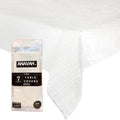 Paper Tablecloths for Rectangle Tables 7 Pack,White Disposable Paper Tablecloth, 3 Ply Paper & Plastic 54" x 108" Tablecover, Table Cloth for Various Occasions Parties, Indoor & Outdoor Banquet Use
