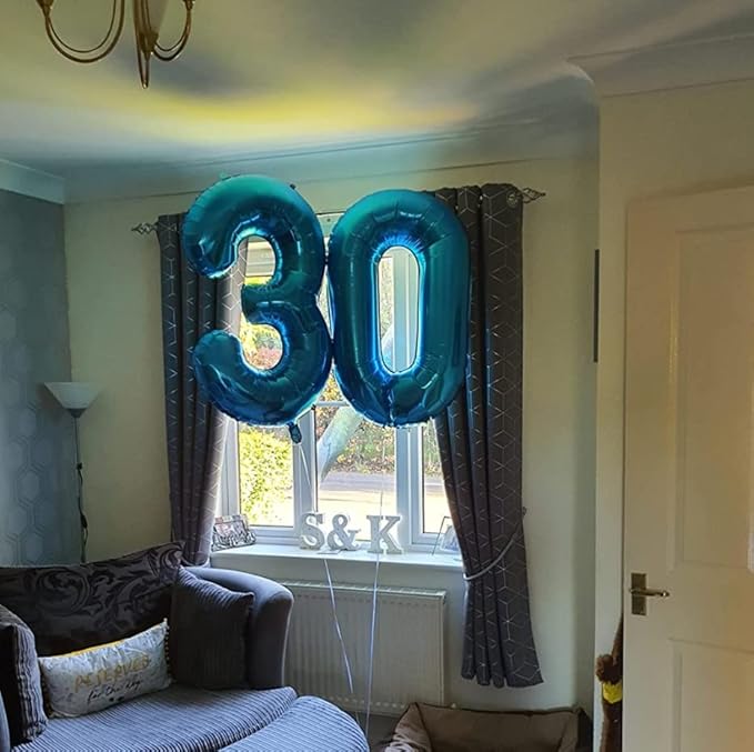 40 Inch Blue Number Balloon 3, Large Number Foil Balloons Mylar for Girl Boy Birthday Party Celebration Decorations Supplies, Digital Balloons for Wedding Anniversary Events Decorations