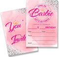 Pink Girl Birthday Party Invitations Supplies with Envelopes Set of 20 Pink Girls Birthday Party Invites Fill in Blank, Double Sided