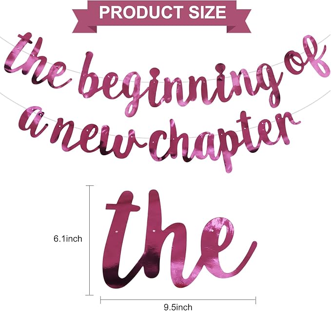 BEISHIDA Double-Sided Pink The Beginning of A New Chapter Banner,Farewell Book Themed Housewarming Party Congratulations Decorations,Going away party Retirement Garland,Graduation Sign 2026 Banner