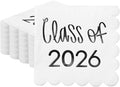 100 Pcs Class of 2026 Graduation Cocktail Napkins 5 x 5 Inch Congrats Grad Scalloped Paper Napkins for Dinner Beverage Graduate Decorations(Black)
