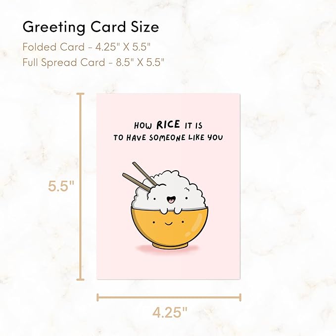 ALY LOU Anniversary Birthday Card for Boyfriend, Wife, Girlfriend, Husband, Him Her - Punny Cute Love Greeting Card, Blank Inside (How Rice it is to Have Someone Like You)
