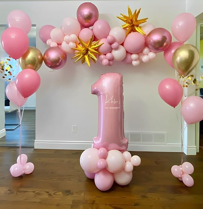 Pink and Gold Balloons Set, 50pcs 12 inch Pink White Gold Latex Balloons for Girl Birthday Wedding Bridal Shower Graduation Party Decoration