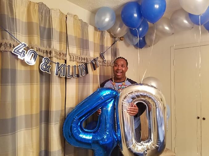 Navy Blue Number 40 Balloon 40 inch, 40 Number Balloons, 40th Navy Blue Birthday Decorations, 40 Year Old Women Men Blue Party Supplies