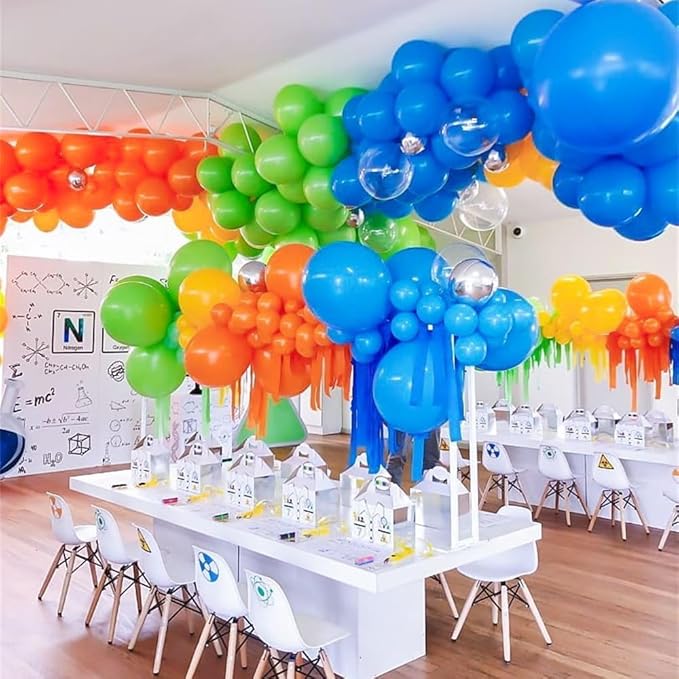 141PCS Science Party Decorations, Banner, Rainbow Balloon Arch Garland Kit for Lab Week, Mad Science Fun, Scientist Students Schoool Educational Theme Subject, Happy Pi Day Birthday Party