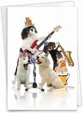 NobleWorks - Birthday Greeting Card with 5 x 7 Inch Envelope (1 Card), Fun Animal Bday Celebration - Animal Bands - Dogs C9508FBDG