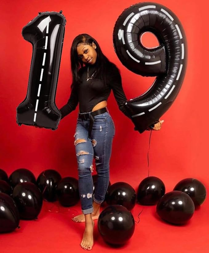 40 Inch Line Black Numbers 9 Balloon, Balloons Decorations for 9 19 90 Birthday Party, Engagement, Wedding, Graduations, Photo Shoot Supplies
