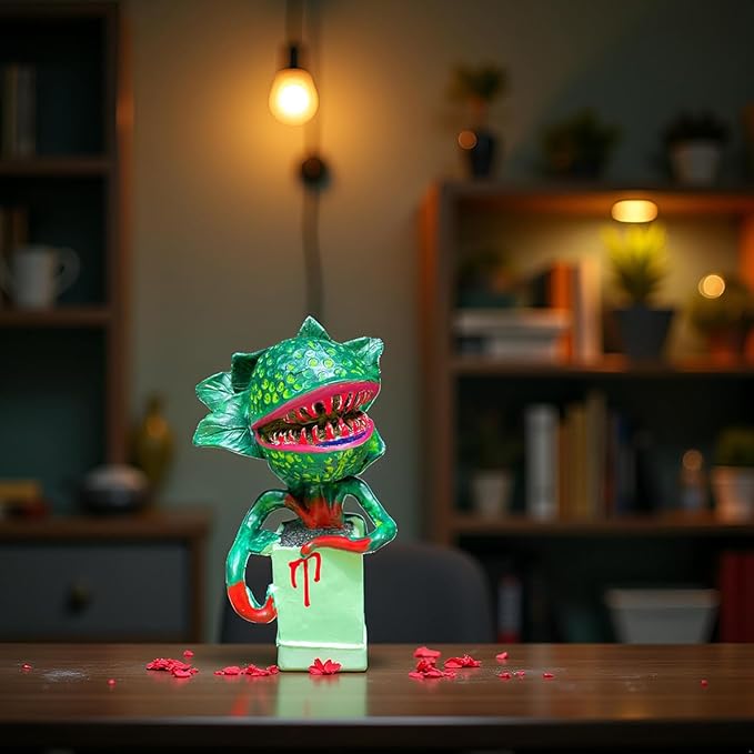 Horror Piranha Plant Garden Statue, 5.9" Tall Cannibal Plant Figurines Resin Chomper Corpse Flower Sculpture Halloween Decoration for Indoor Outdoor Home Office Desk Decor