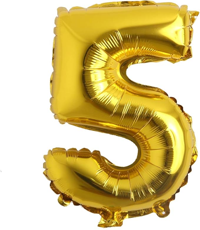 16" Alphabet Letter and Number Balloons Set Package, Aluminum Hanging Foil Film banner Mylar Balloon for Birthday Party Decoration Custom Word (A-Z, 0-9 Gold) (16 inch 5 Gold)
