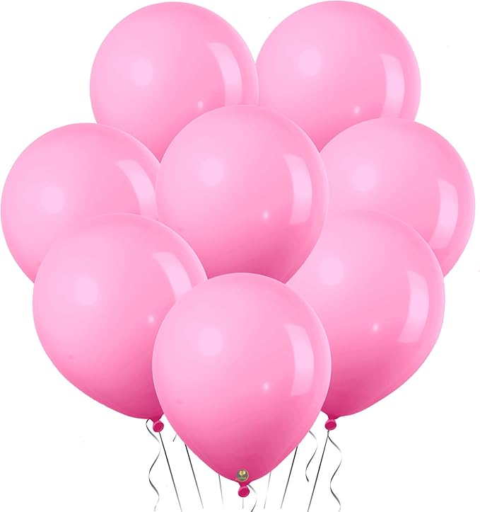 AFTERLOON® Biodegradable Mini Balloons 100 pcs Pink 5 Inch, Matte Color Thickened Extra Strong Latex Helium Float, Baby Shower Gender Reveal Garland Arch Wedding Kids Birthday Party Decorations