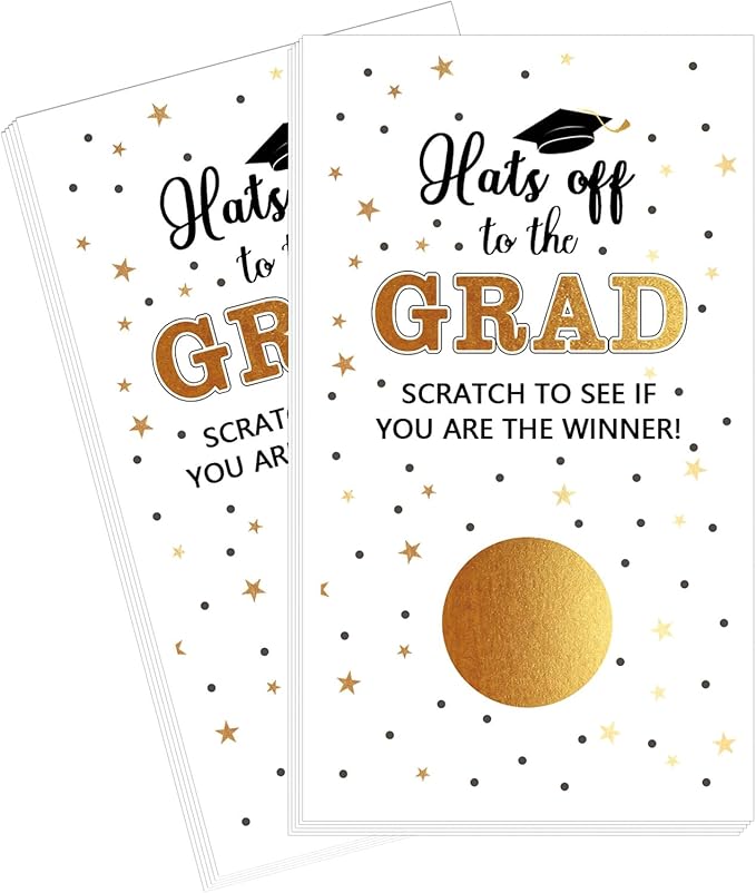 COCHIE 30 Cards Scratch Off Graduation Party Game, Class of 2026 Door Raffle Grad Games, Graduation Parties Supplies Favor Decorations (White Gold)