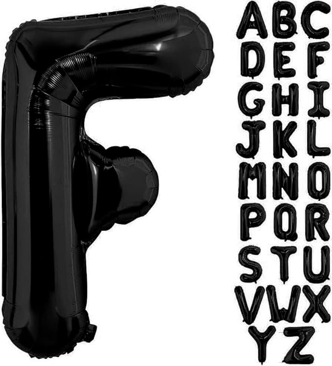 Black Letter F Balloons, 40 Inch Alphabet F Letter Balloons Foil Mylar Big Letter Balloons for Birthday Party Anniversary New Year Graduation Wedding Decorations