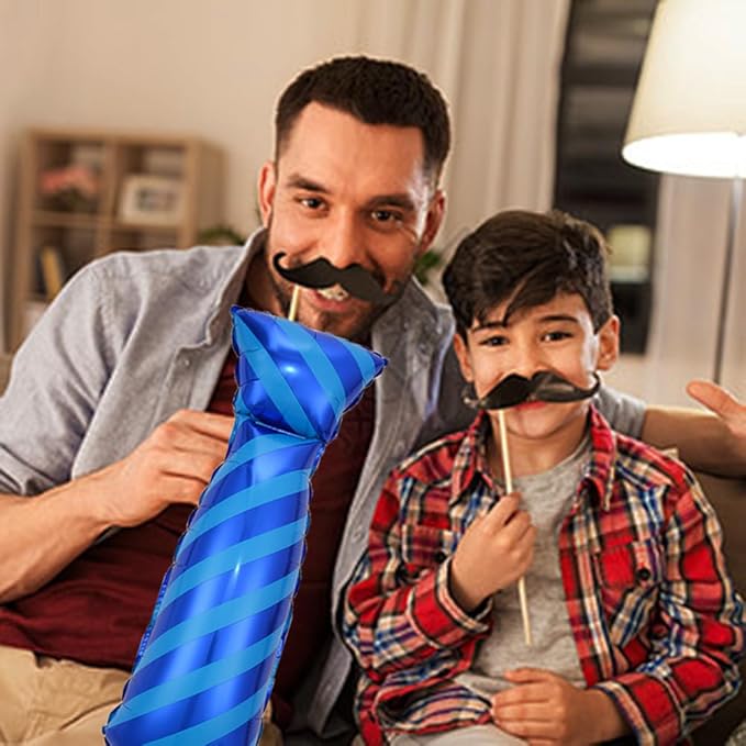 Blue Necktie Balloons Father's Day Balloons Big Necktie Balloon for Father's Day Party Decorations Fathers Day Decor Supplies Ballons Arch Kits Party Balloon Sets 3pcs