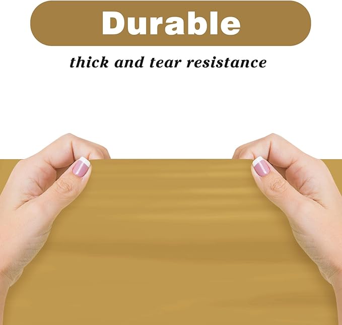 Kopokita 2PCS Gold Plastic Tablecloths 54 x 108 Inch, Disposable Table Cloths Rectangle Party Table Covers