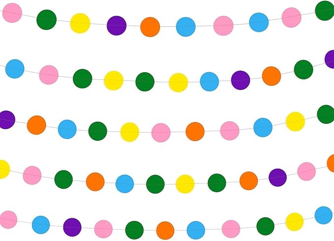 Colorful Circle Garland – Hanging Party Decorations for Birthday, Baby Shower, Bachelorette, Retirement, Classroom Decor, Paper Garland Banner by WH SIGNATURE