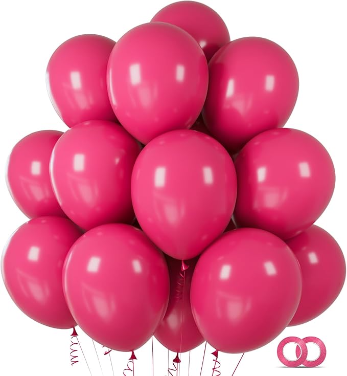 Hot Pink Balloons 100 pcs 12 inch Thicken Latex Hot Pink Balloon Pink Round Helium Ballons for Birthday Wedding Valentines Anniversary Baby Shower Kids Party Decoration Supplies