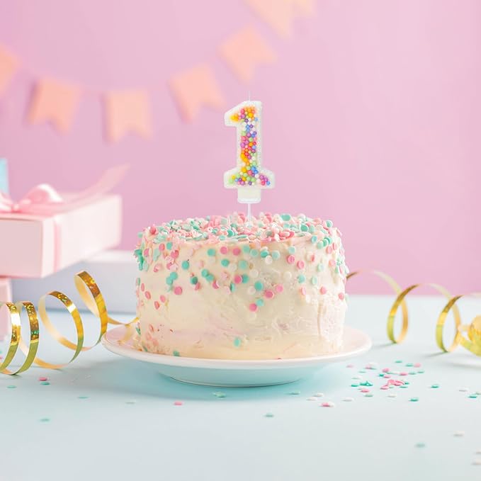 Birthday Candles for Boys/Girls - Number 1 Candle, Colorful Macaron Candles, 1st Birthday Candle, Cake Decorations, Theme Party Supplies