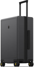 LEVEL8 Checked Luggage, Large Suitcase, Lightweight Luminous Textured Tsa Approved Medium Hardside Luggages with 8 Spinner Wheels, 24 Inch, Dark Grey