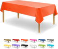 Orange Disposable Plastic Tablecloth for Rectangle Tables (48 Pack) Premium Decorative Table Cloths for Parties, Events & Weddings, Indoors & Outdoors, 54 x 108 inches