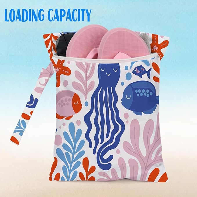 Beach Essentials, Wet Bag for Swimsuit Dirty Clothes Yoga Gym Diaper, Wet Dry Bag, Beach Vacation Essential for Travel Poor Bathing Summer Coastal Jellyfish Gifts
