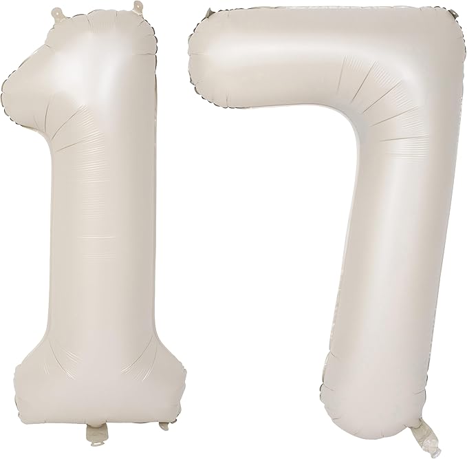 40 In Cream white Number Balloons Helium Foil Mylar Balloon Birthday Party banquet Decoration Digital 17