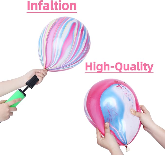 Rainbow Tie Dye Balloons - 50 PCS 12 Inch Marble Agate Latex Swirl Hippie Party Balloons for Tie Dye & Christmas Birthdays