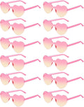 12 Pairs Heart Shaped Sunglasses for Women Colorful Glasses Fun Trendy Transparent Heart Sunglasses Party Favor