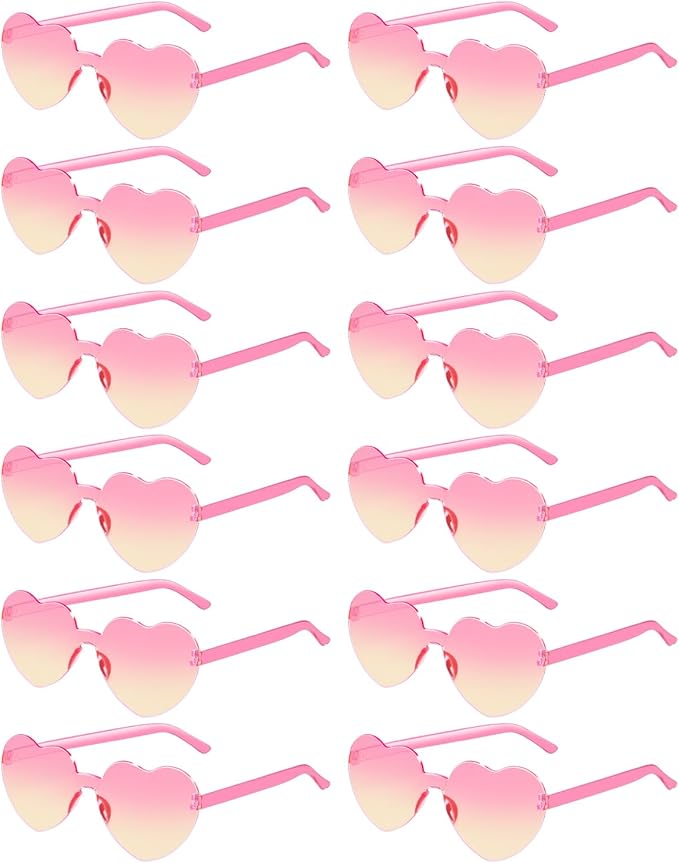 12 Pairs Heart Shaped Sunglasses for Women Colorful Glasses Fun Trendy Transparent Heart Sunglasses Party Favor