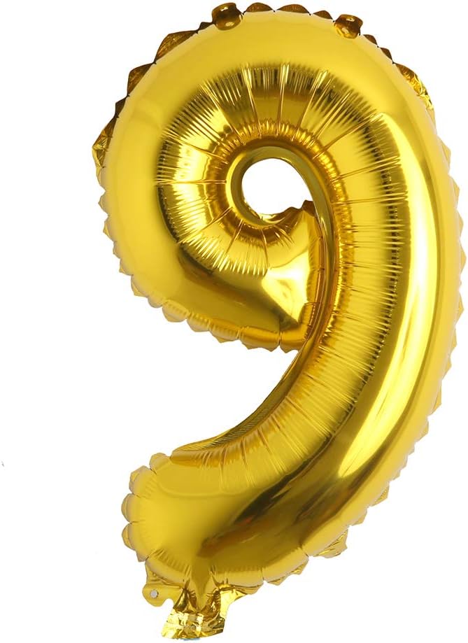 40 inch Letter Balloons Gold Alphabet Number Balloons Foil Mylar Party Wedding Bachelorette Birthday Bridal Shower Graduation Anniversary Celebration Decoration can fly with helium (40 INCH Gold 9)
