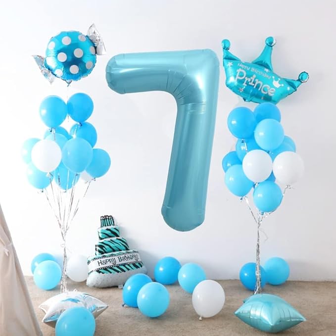 Pearlescent Blue Number 6 Balloon 40 Inch, 6 Balloon Number, 6th Birthday Decorations, Pearlescent Blue Party Supplies for Boys Girls