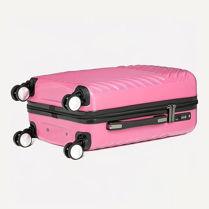 Amazon Basics 21" Hardside Carry-On Luggage with TSA Lock, Expandable, Scratch-Resistant Geometric Surface, Organized Interior, 4 Multi-directional Spinner Wheels, Pink