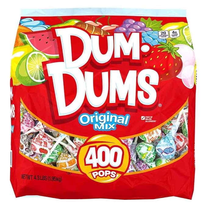 Dum Dums Original Mix 400 ct. Bag - All-Time Classic Flavors, Assorted Suckers in Bulk Candy Bag - Individually Wrapped Lollipops for Any Occasion