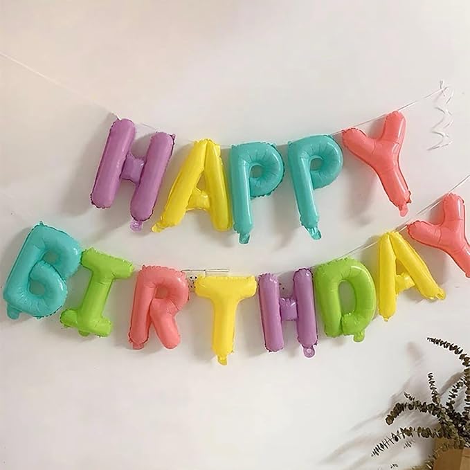 KALOR Candy Happy Birthday Balloons Banner, 16 Inch Mylar Foil Letters Balloon Sign for Birthday Party Decorations Photo Booth Backdrop