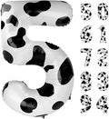 Cow Print 5 Balloon, Number Balloon 40 Inch Cow Print Party Supplies Farm Animal Balloons, 5th Birthday Balloon Decorations, 5 Number Balloons, Number 5 Balloon
