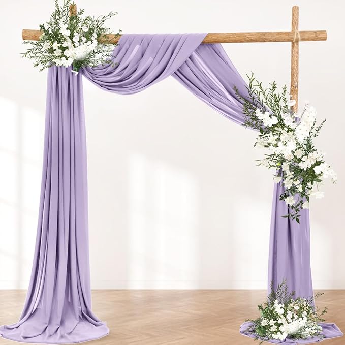 Wedding Arch Draping Fabric 30'' x 18FT Sheer Chiffon Arch Drape Backdrop 1 Panel Lilac Drape for Easter Bridal Shower Baby Shower Photo Booth Church Decor Birthday Party Outdoor Decoration