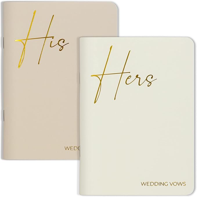 Elegant Vow Books With Gold Foil Lettering For Your Wedding - Perfectly Sized His and Hers Vow Books With Plenty Of Pages To Write Whatever is on Your Heart - A Beautiful Addition For The Wedding Day