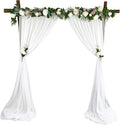 EHLDekol Sheer Chiffon Backdrop Curtains 10ft x 10ft， Chiffon Fabric Drapes for Wedding, Long Sheer Curtain for Living Room, Arch Party Stage Decoration (White, 120 x 120 Inch)